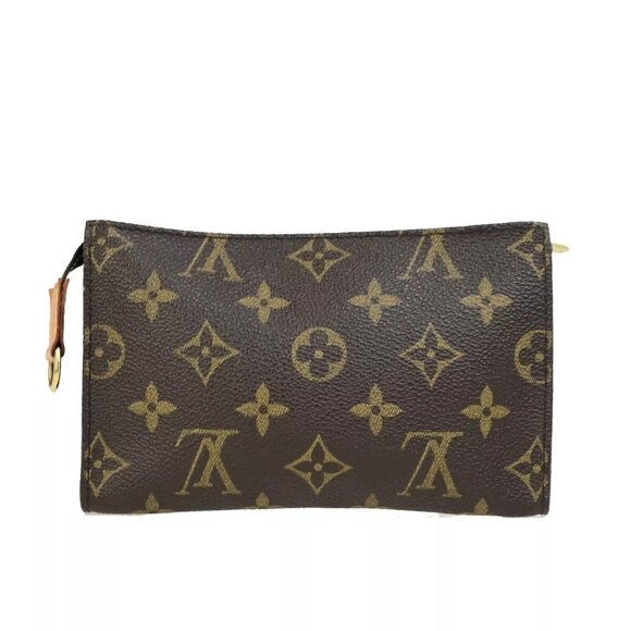 Auth LOUIS VUITTON Logo BUCKET PM Pouch Bag Monogram Leather Brown France - Picture 1 of 16